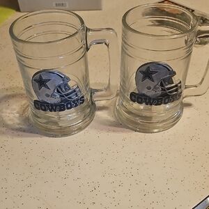 NFL Cowboys Clear Glass Mugs - Set of 2